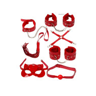 7 Parça  Fetiş Set Kedi Maskeli Kırmızı